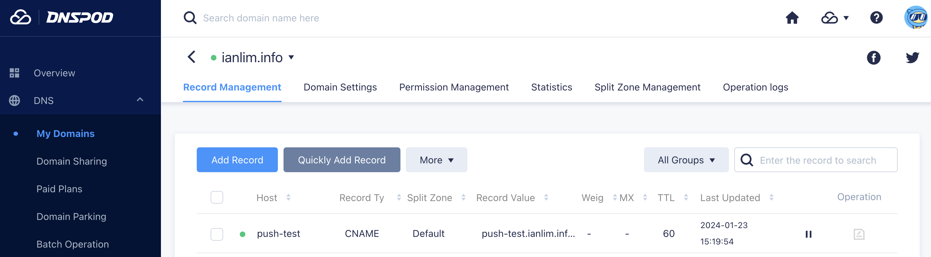 Add CNAME record