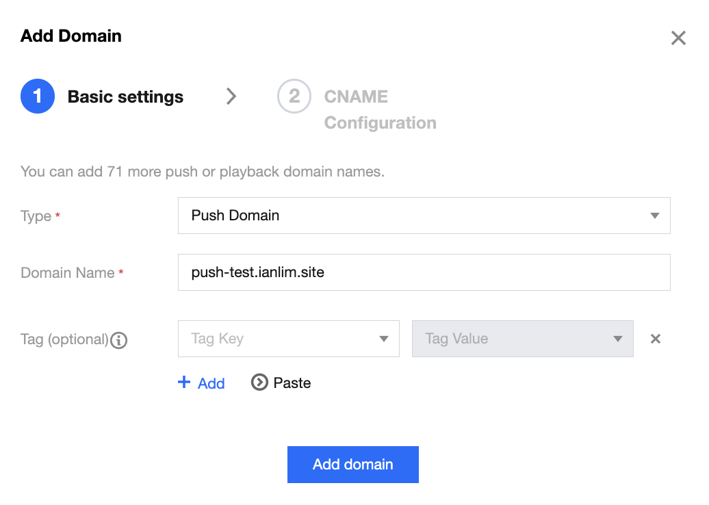 Add push domain